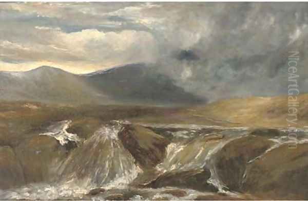 A Highland torrent Oil Painting by Joseph Farquharson