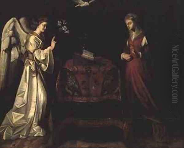 The Annunciation Oil Painting by Ludovicus Finsonius (see FINSON, Louis)