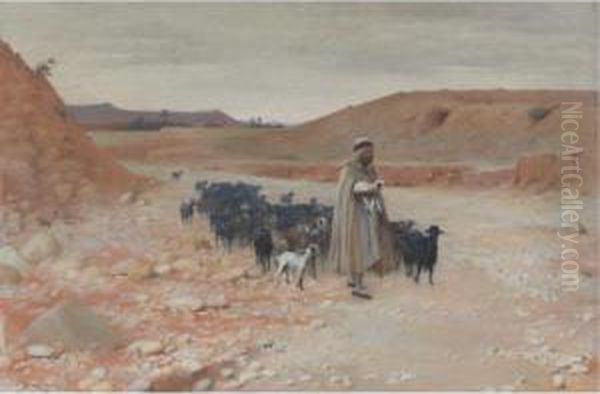 The Goat Herder, El Kantara Oil Painting by Charles James Theriat