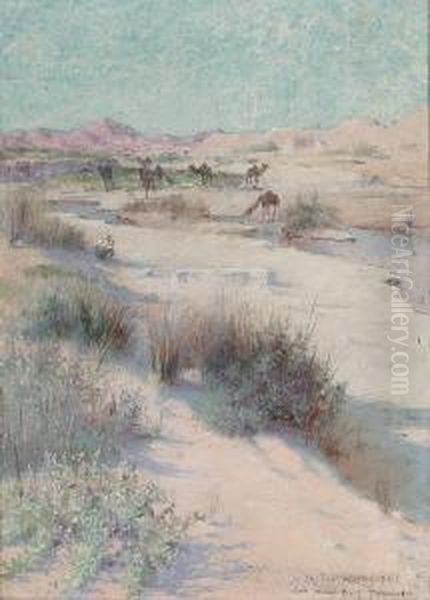 The Camel Master Resting In The Shade Oil Painting by Charles James Theriat