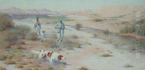 Hunter In The Desert Oil Painting by Charles James Theriat