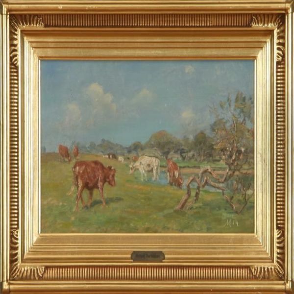 Landscape With Cows Oil Painting by Michael Therkildsen