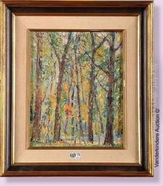 Sous-bois En Automne Oil Painting by Pierre Thevenet