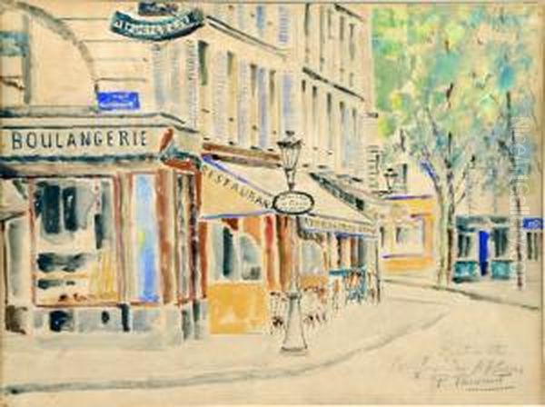 Montmartre, Carrefour Des Abbesses Oil Painting by Pierre Thevenet