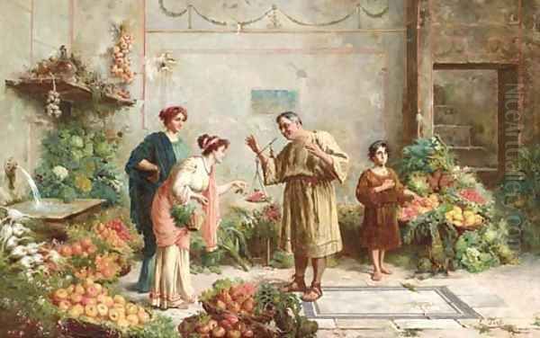 At the Fruit Sellers Oil Painting by Ettore Forti