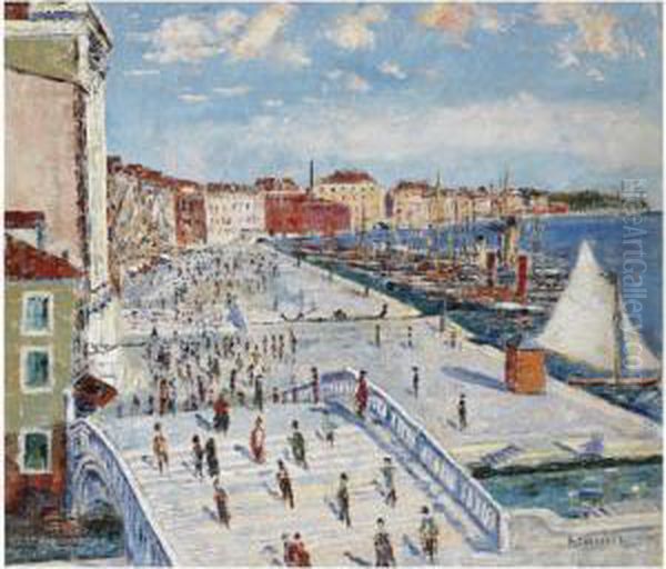 Venise, Quai Des Esclavons Oil Painting by Pierre Thevenet