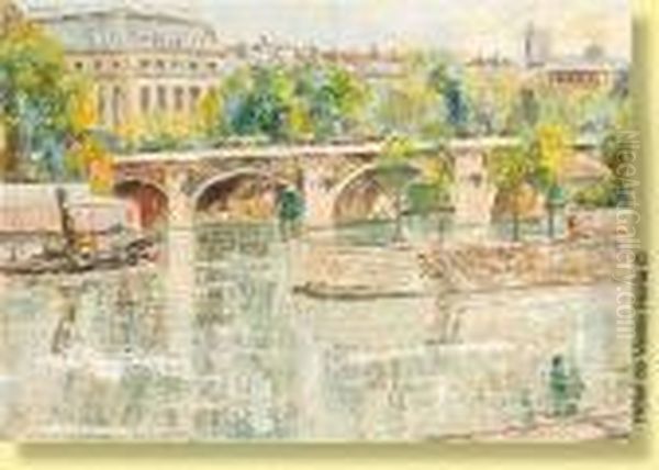 Lepont Neuf A Paris Oil Painting by Pierre Thevenet