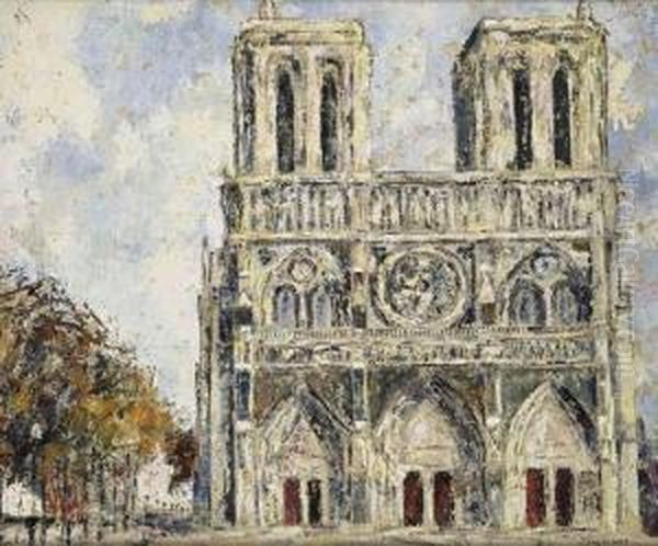 Notre Dame Reflet Du Coucher Oil Painting by Pierre Thevenet