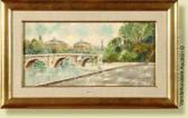 Le Pont Neuf A Paris Oil Painting by Pierre Thevenet