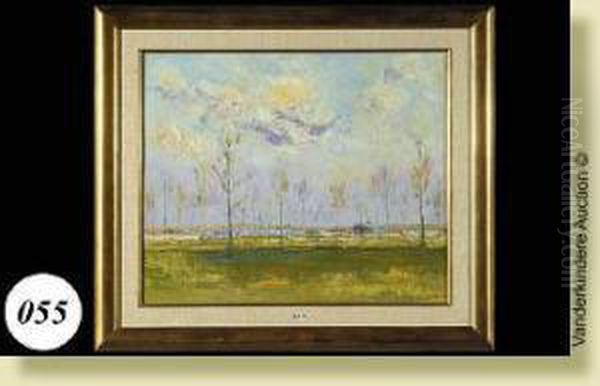 Peupliers A Droogenbosch Oil Painting by Pierre Thevenet