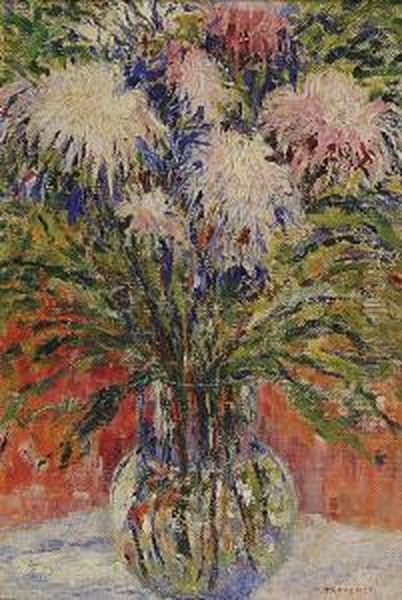 Bloemen In Een Vaas. Oil Painting by Pierre Thevenet