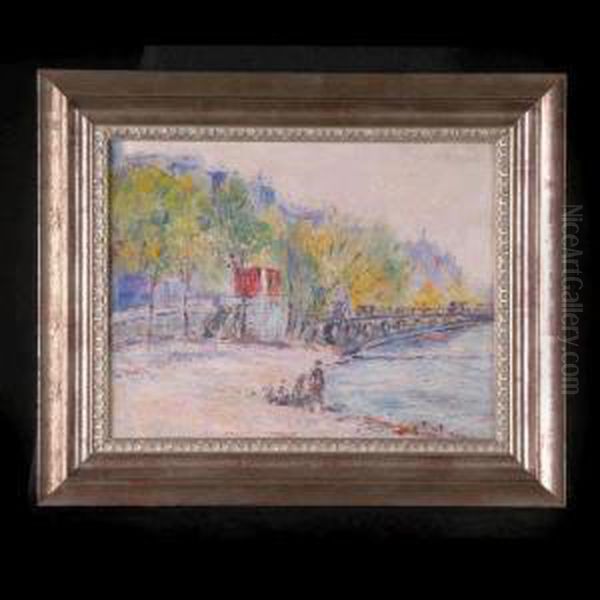 La Seine A Paris. Oil Painting by Pierre Thevenet