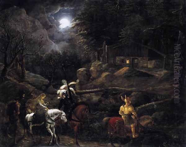 Knight before the Charcoal Burner's Hut 1816 Oil Painting by Carl Philipp Fohr