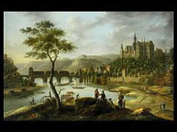 Ansicht Von Meissen Oil Painting by Johann Alexander Thiele