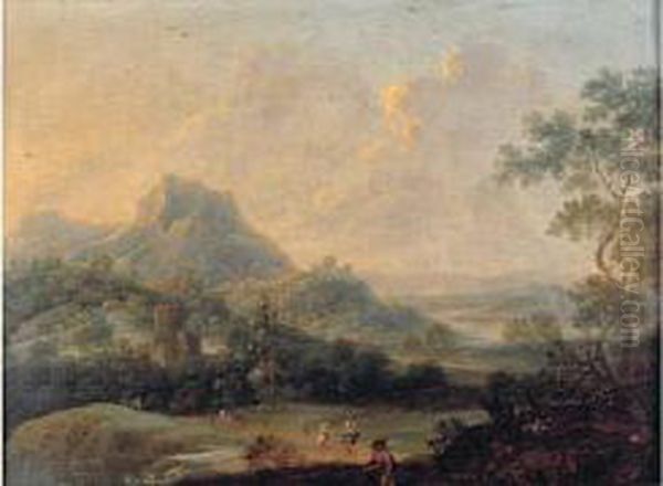 Paysage De La Vallee Du Rhin Oil Painting by Johann Alexander Thiele