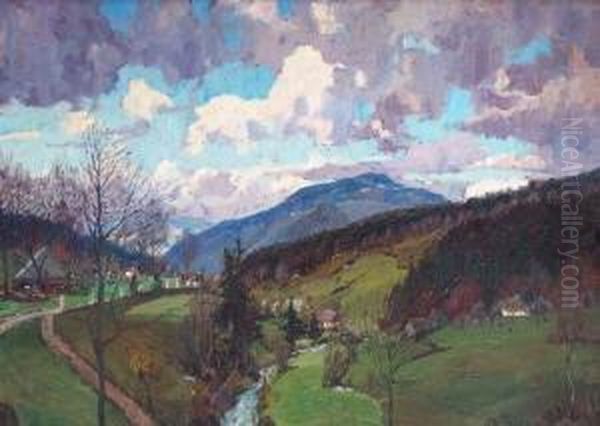 Aufziehendes Gewitter Am Kynast (riesengebirge) Oil Painting by Otto Thiele