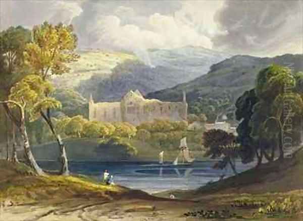 North View of Tintern Abbey from Picturesque Illustrations of the River Wye Oil Painting by Anthony Vandyke Copley Fielding