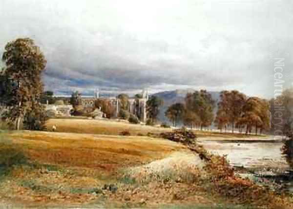 Bolton Abbey from the River Wharfe South View Oil Painting by Anthony Vandyke Copley Fielding