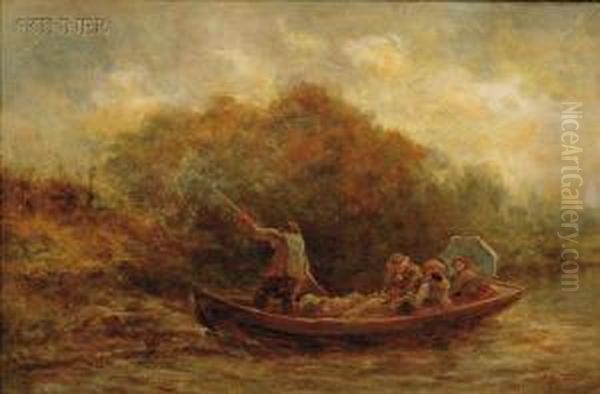 Punting On The Canal Oil Painting by James Crawford Thom