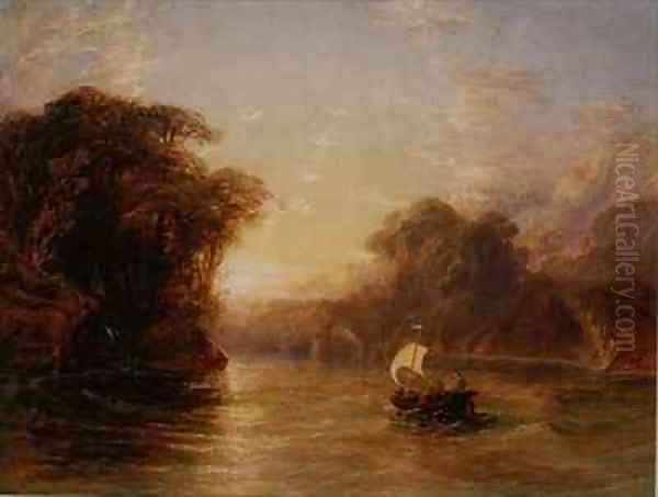 Ubaldo and Carlo in the Enchanted Boat Oil Painting by Anthony Vandyke Copley Fielding