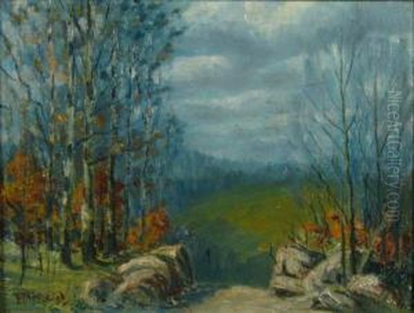 Landscape With Dirt Road, 
Needscleaned Oil Painting by Thomas