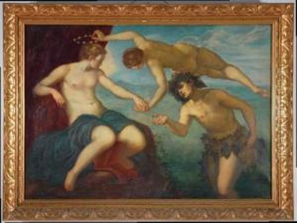 Arianna, Venere E Bacco (copia Da Tintoretto) Oil Painting by Thomas