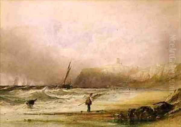 A Breezy Day at Scarborough Oil Painting by Anthony Vandyke Copley Fielding