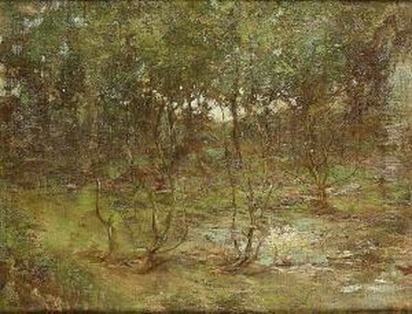 A Woodland Stream Oil Painting by George Grosvenor Thomas