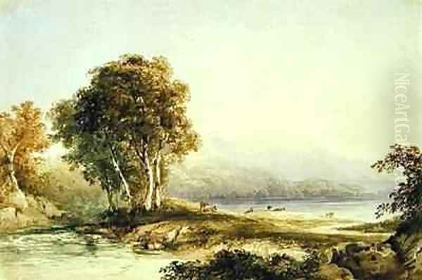 Mountainous Landscape with Lake and Stream Oil Painting by Anthony Vandyke Copley Fielding