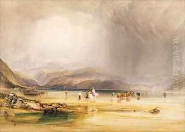 View from Snowdon from Sands of Traeth Mawe taken at the Ford between Pont Aberglaslyn and Tremadoc Oil Painting by Anthony Vandyke Copley Fielding