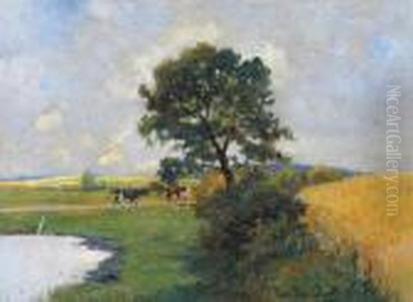 A Rural Summer Landscape Oil Painting by Paul Thomas