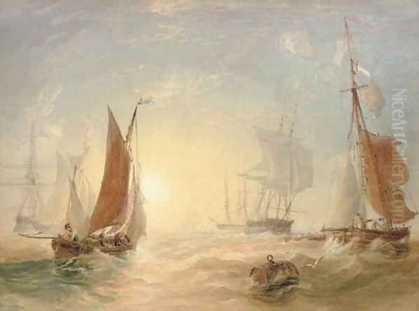 Crowded waters at dusk Oil Painting by Anthony Vandyke Copley Fielding