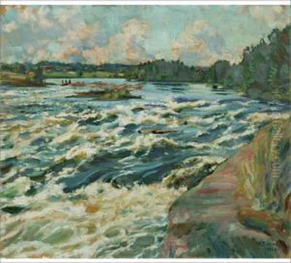 Rapids Oil Painting by Verner Thome