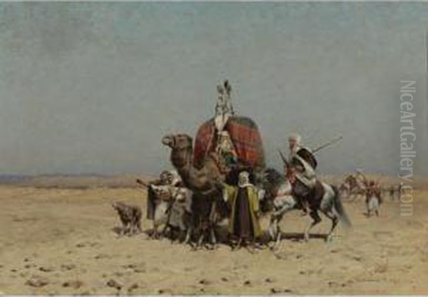 Danger In The Desert Oil Painting by Alfred Wordsworth Thompson