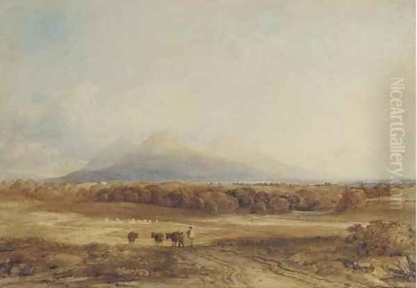 Droving cattle Oil Painting by Anthony Vandyke Copley Fielding