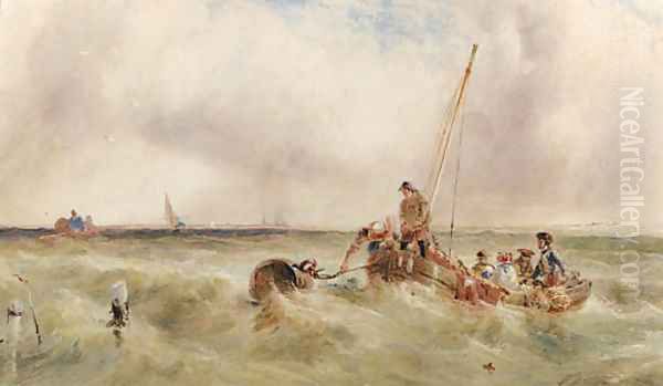 Fishing smacks and other vessels off the coast in a squall Oil Painting by Anthony Vandyke Copley Fielding