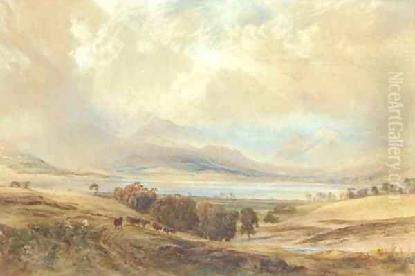 View of Langdale Pikes and Bow Fell, over Windermere, Westmoreland Oil Painting by Anthony Vandyke Copley Fielding