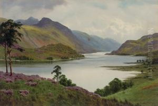 An Extensive Lake Landscape Oil Painting by Edward H. Thompson