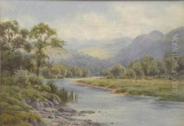 The River Lledr, North Wales Oil Painting by Edward Horace Thompson