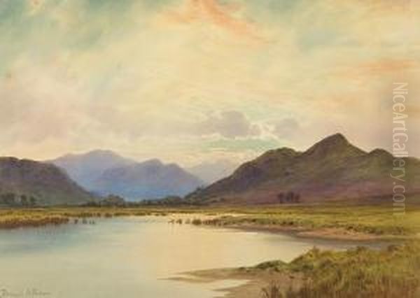 Veiled Light, Mountain & Moorland Marshes, Kurkcudbright Oil Painting by Edward Horace Thompson