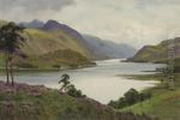 An Extensive Lakeside Landscape Oil Painting by Edward Horace Thompson