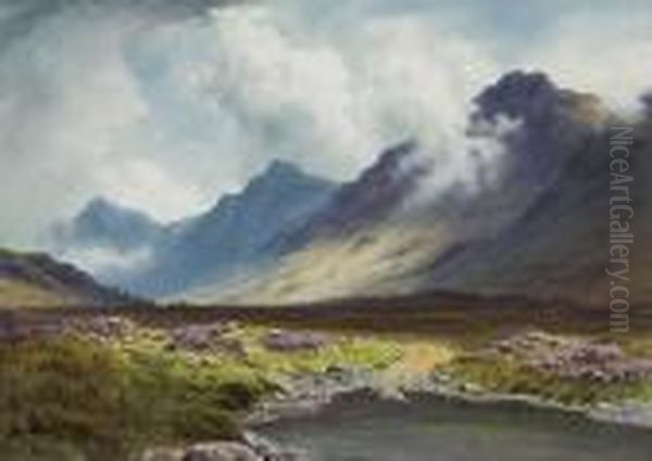 Sunshine And Shadow, Glen Sannox,arran Oil Painting by Edward Horace Thompson