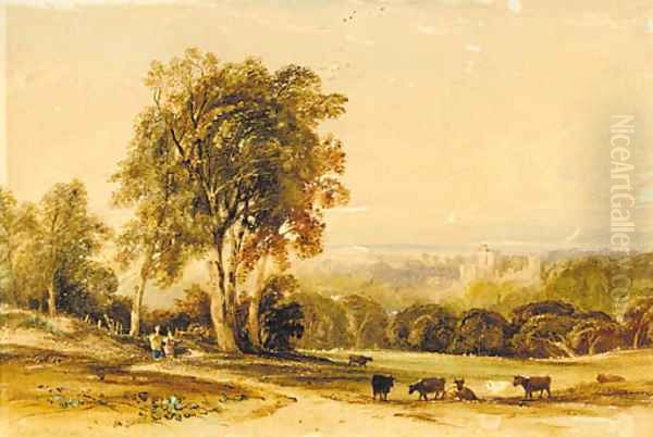 Arundel castle Oil Painting by Anthony Vandyke Copley Fielding