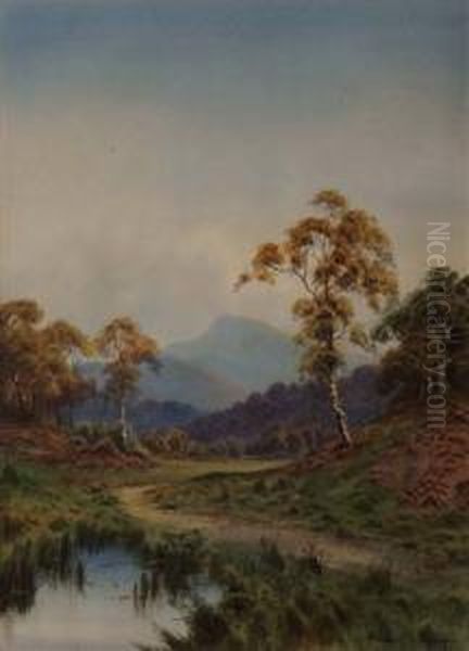 Early Autumn - The Trossaches Near Loch Katrine Oil Painting by Edward Horace Thompson