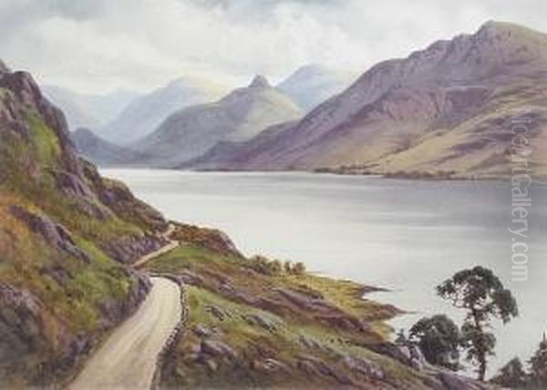 Wast Water With Yewbarrow Crag Oil Painting by Edward Horace Thompson