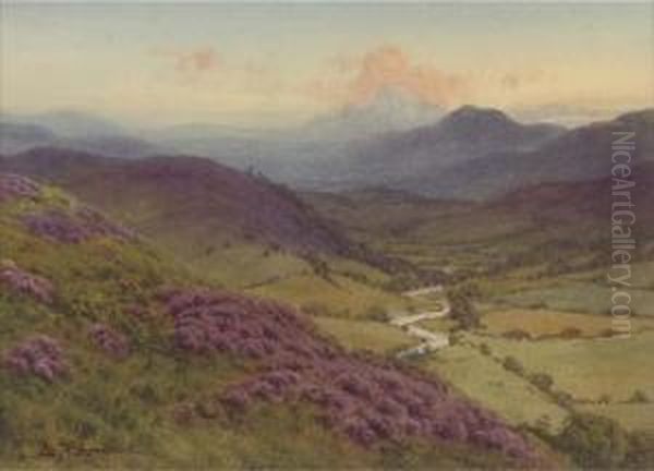 Evening, Heathertime In Mardale Near Haweswater, Westmorland (illustrated) Oil Painting by Edward Horace Thompson