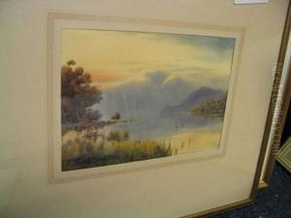 Sunset On Loch Lomond Oil Painting by Edward Horace Thompson