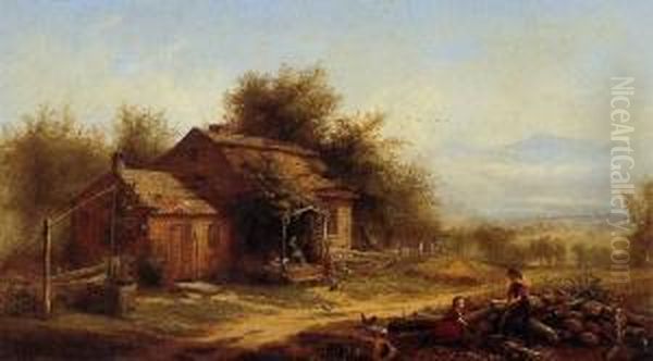 Signed Jerome Thompson And Dated 1863, L.l. Oil Painting by Jerome B. Thompson