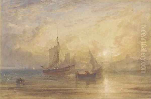 Off Ramsgate at sunset Oil Painting by Anthony Vandyke Copley Fielding