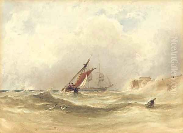 Shipping in rough seas Oil Painting by Anthony Vandyke Copley Fielding